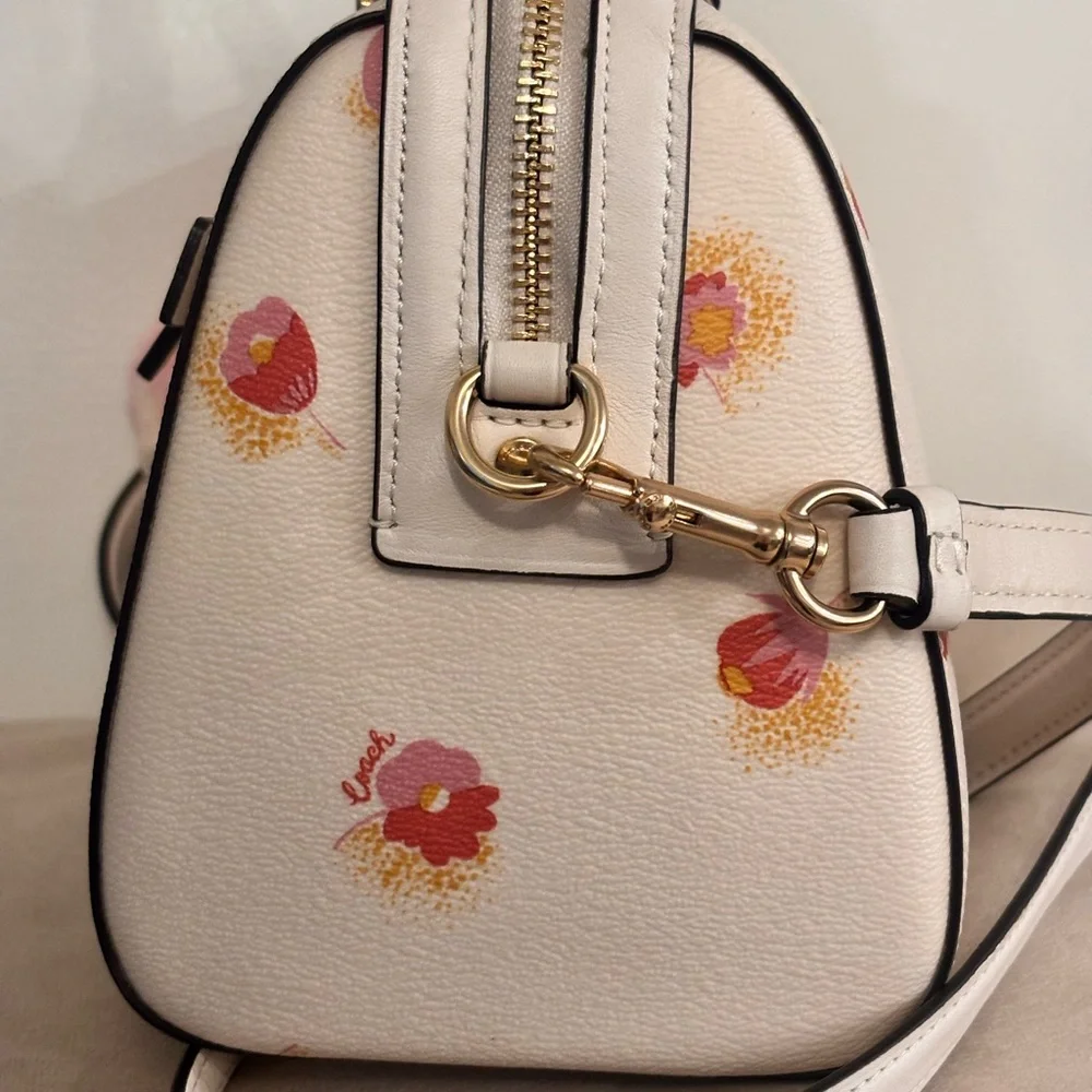 COACH C5801 Rowan Cream Floral Satchel NWOT RETAIL $398 - Picture 6 of 16